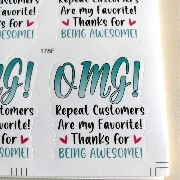 60 Pcs- OMG! Repeat Customer Appreciation Stickers 1.6" x 1.8" - Picture 4 of 4